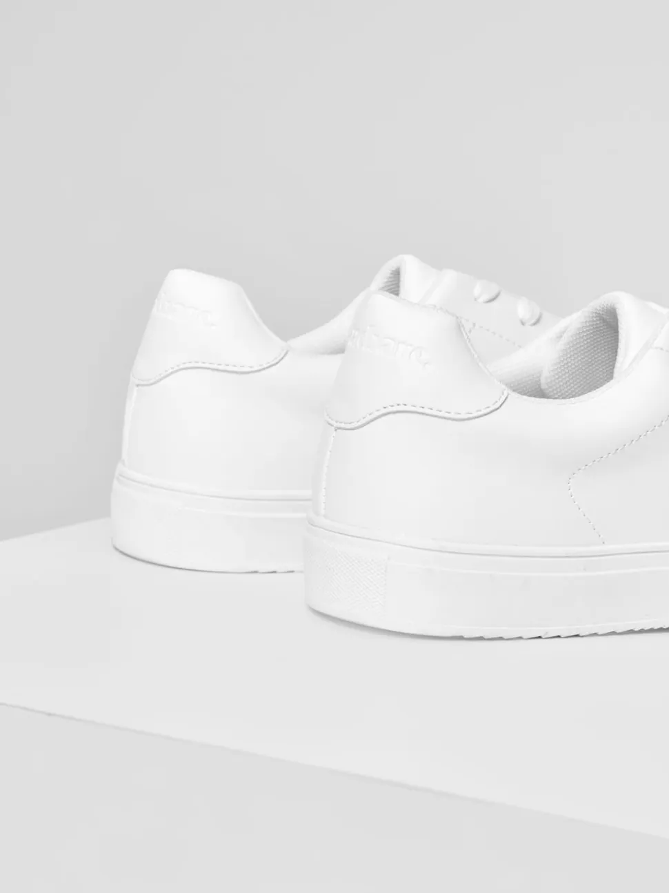 Threadbare White PU Court Trainers