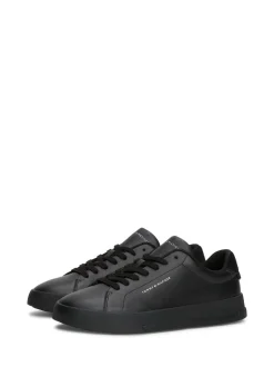 Tommy Hilfiger Black Contrast Heel Court Trainers