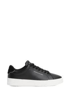 Tommy Hilfiger Black Court Essential Leather Trainers