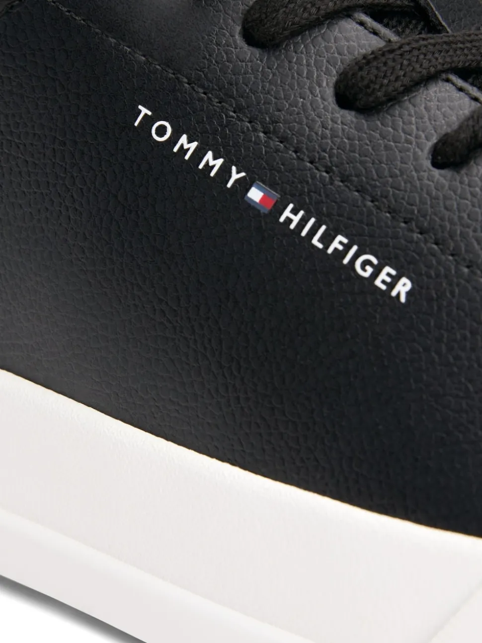 Tommy Hilfiger Black Court Essential Leather Trainers