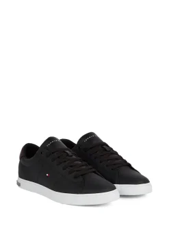 Tommy Hilfiger Black Essential Leather Detail Trainers