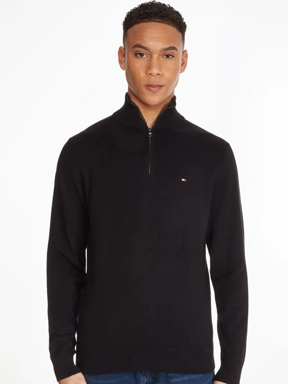 Tommy Hilfiger Black Half-Zip Jumper With Cashmere