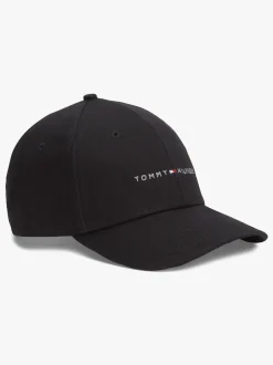 Tommy Hilfiger Black Logo Embroidery Twill Six-Panel Baseball Cap