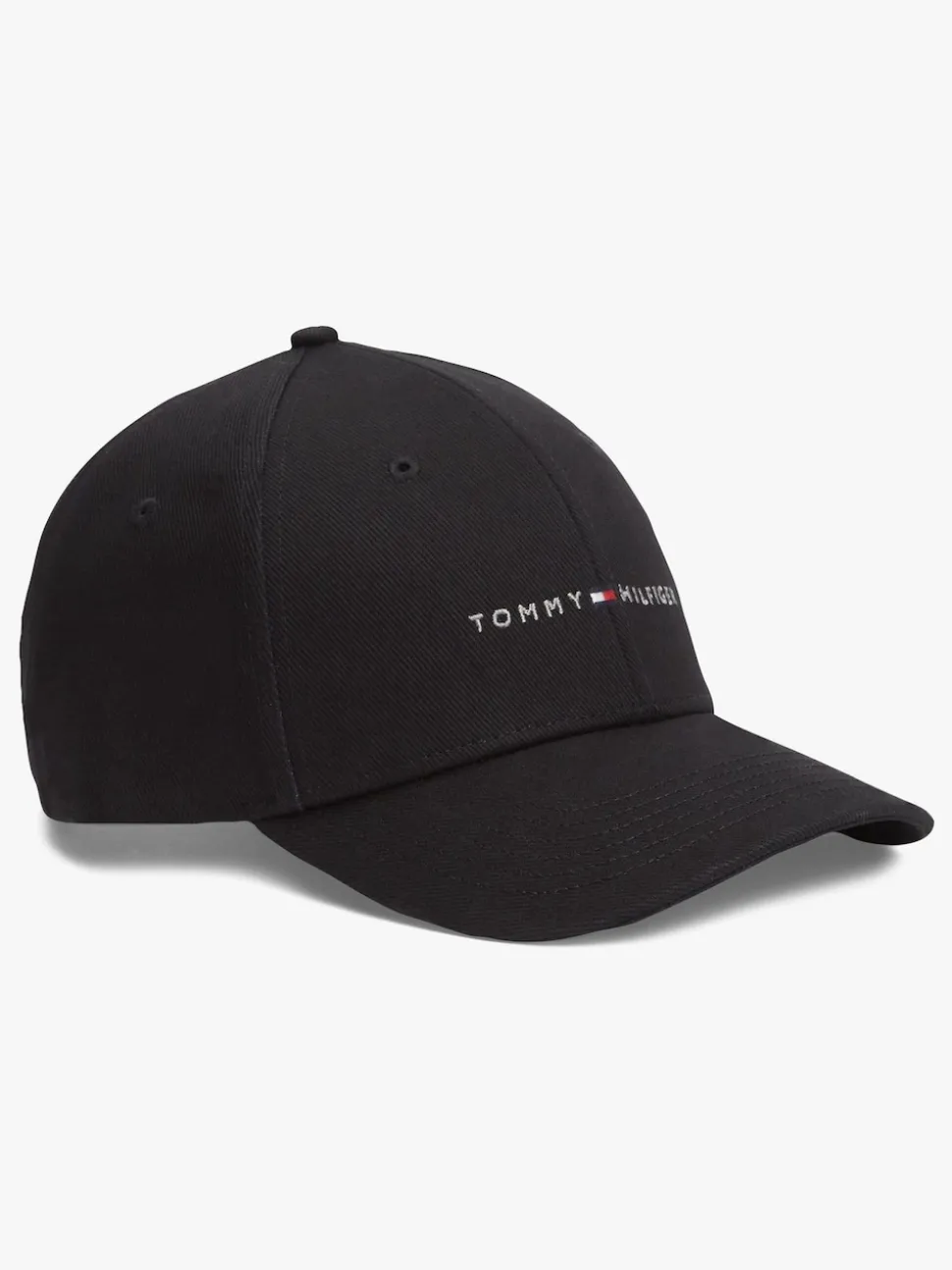Tommy Hilfiger Black Logo Embroidery Twill Six-Panel Baseball Cap