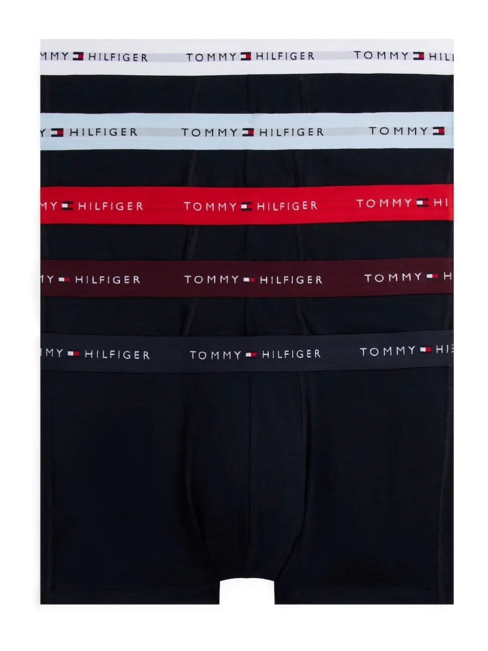 Tommy Hilfiger Black Signature Repeat Logo Waistband Trunks 5 Pack