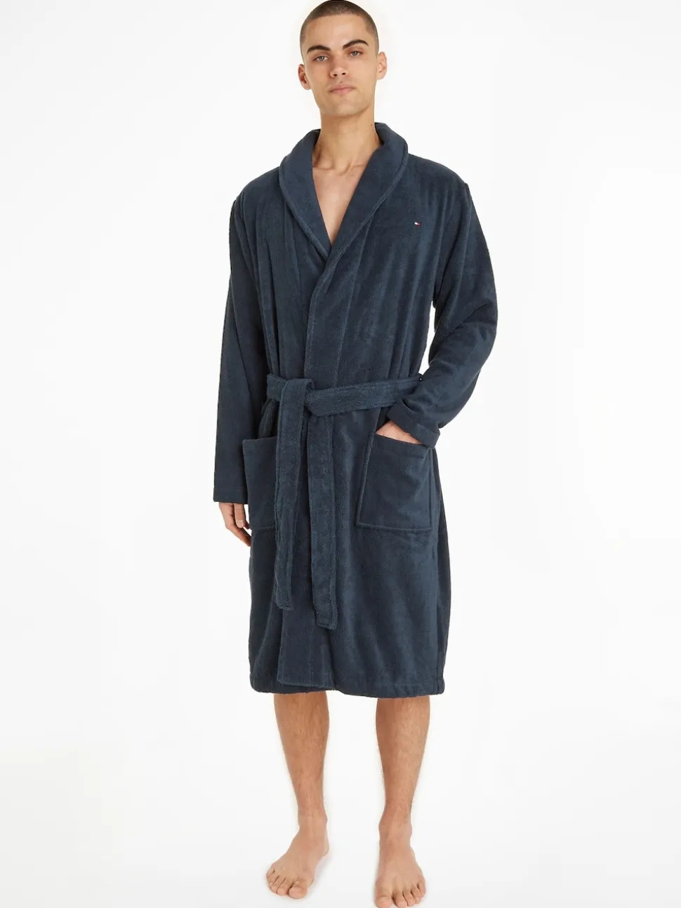 Tommy Hilfiger Blue 100% Cotton Icon Bathrobe
