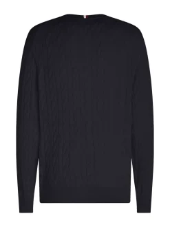 Tommy Hilfiger Blue Cable Knit Crew Neck Jumper