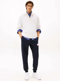Tommy Hilfiger Blue Colour-Blocked Fleece Cuffed Joggers