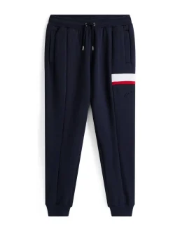 Tommy Hilfiger Blue Colour-Blocked Fleece Cuffed Joggers