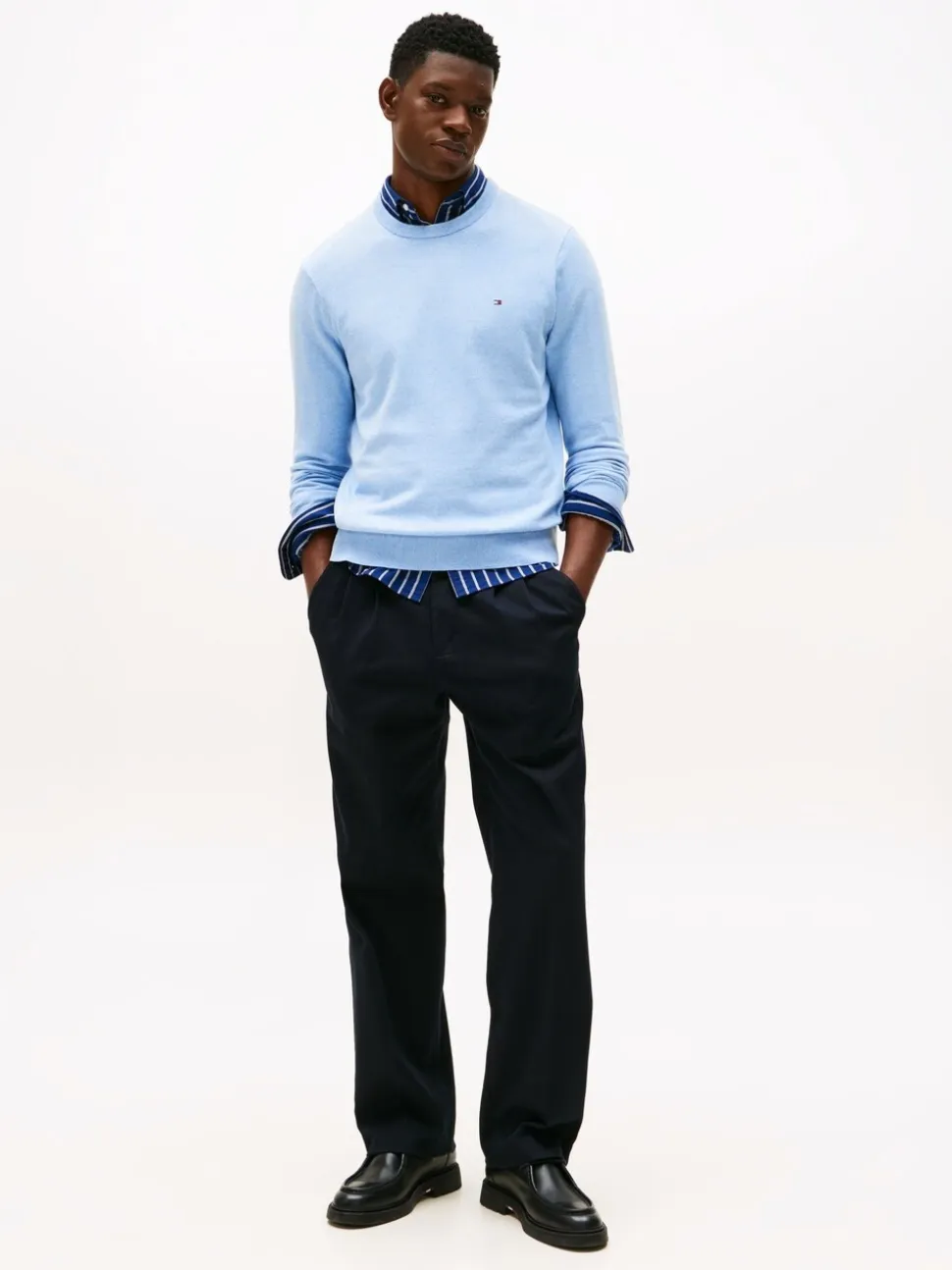Tommy Hilfiger Blue Crew Neck Jumper With Cashmere