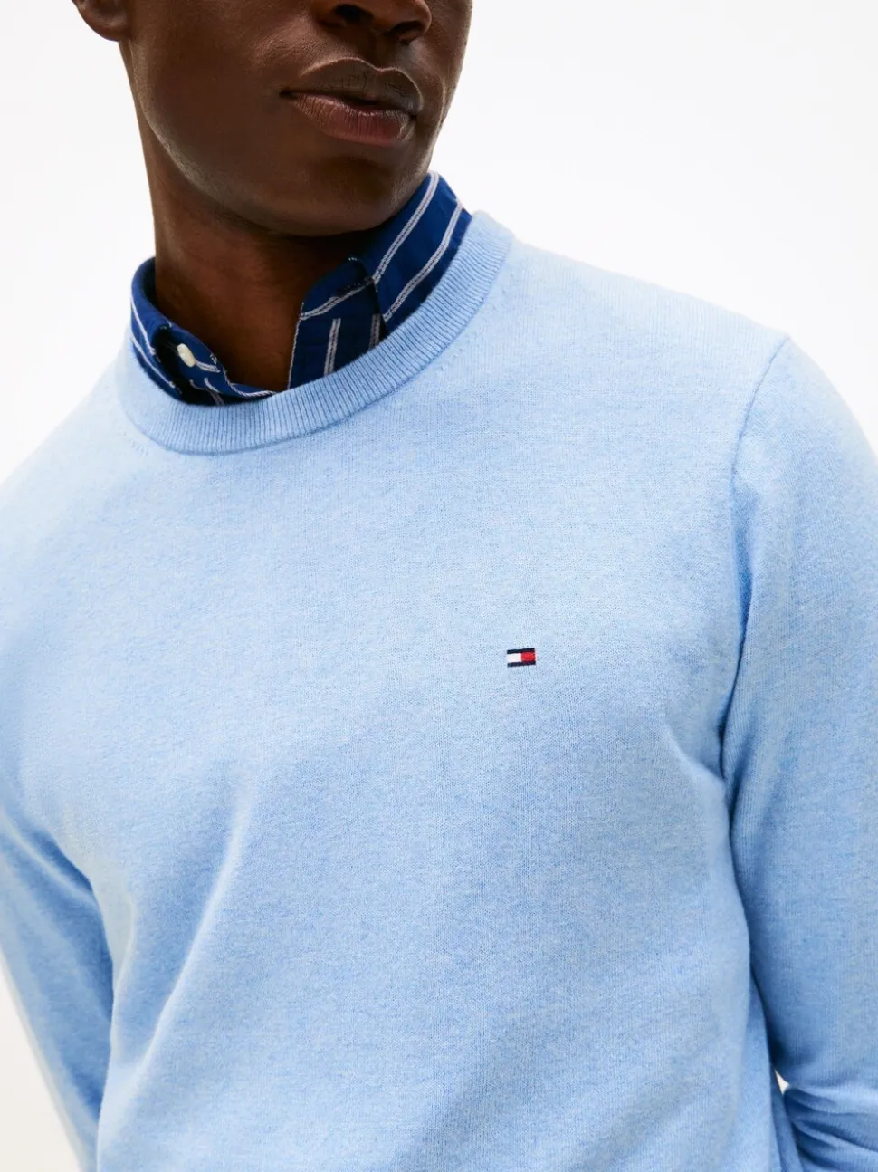 Tommy Hilfiger Blue Crew Neck Jumper With Cashmere