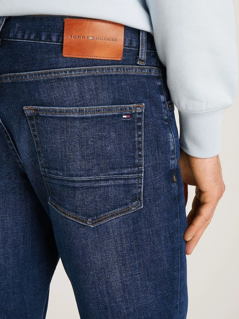 Tommy Hilfiger Blue Denton Whiskered Straight Leg Jeans