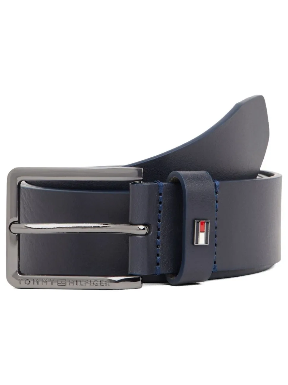 Tommy Hilfiger Blue Enamel Flag Leather Belt
