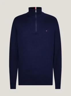 Tommy Hilfiger Blue Half-Zip Jumper With Cashmere