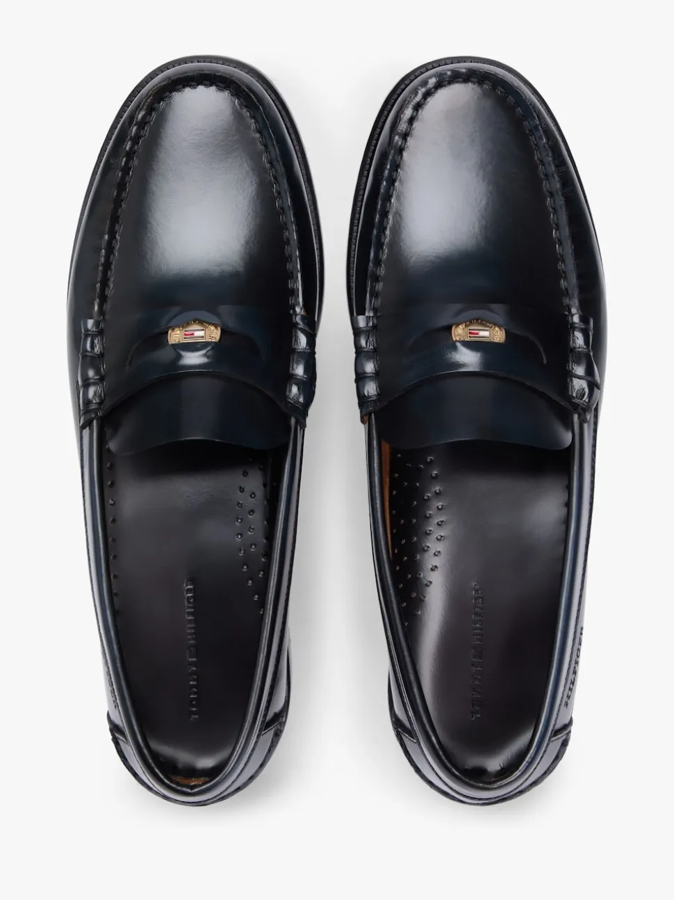 Tommy Hilfiger Blue Patent Leather Debossed Loafers