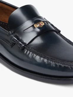 Tommy Hilfiger Blue Patent Leather Debossed Loafers