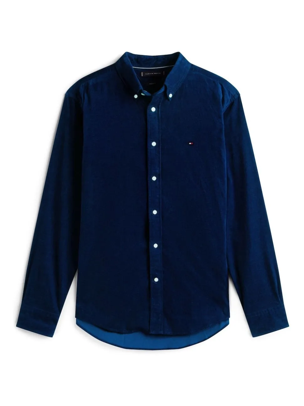 Tommy Hilfiger Blue Regular Fit Flag Embroidery Corduroy Shirt