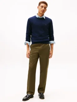 Tommy Hilfiger Blue Textured Knit Crew Neck Jumper