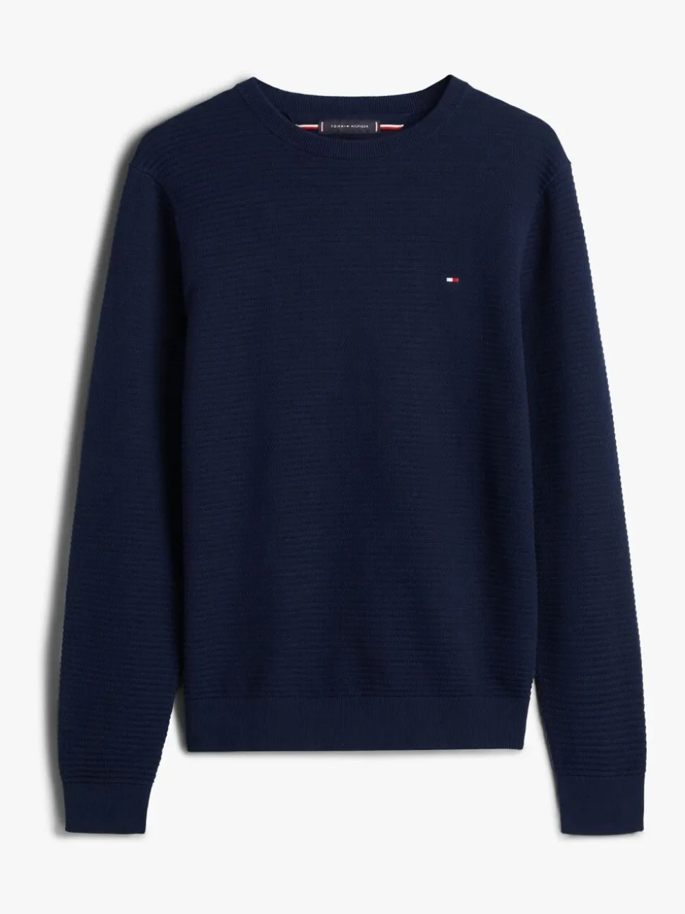 Tommy Hilfiger Blue Textured Knit Crew Neck Jumper