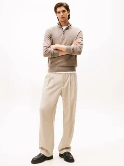 Tommy Hilfiger Brown Half-Zip Jumper With Cashmere