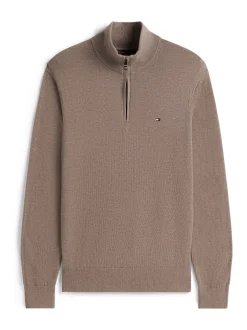 Tommy Hilfiger Brown Half-Zip Jumper With Cashmere