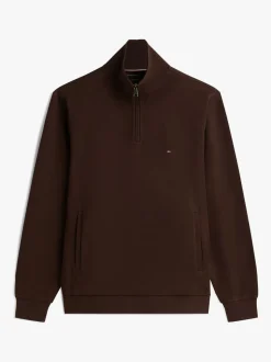 Tommy Hilfiger Brown Performance Quarter Zip Intechno Knit Jumper