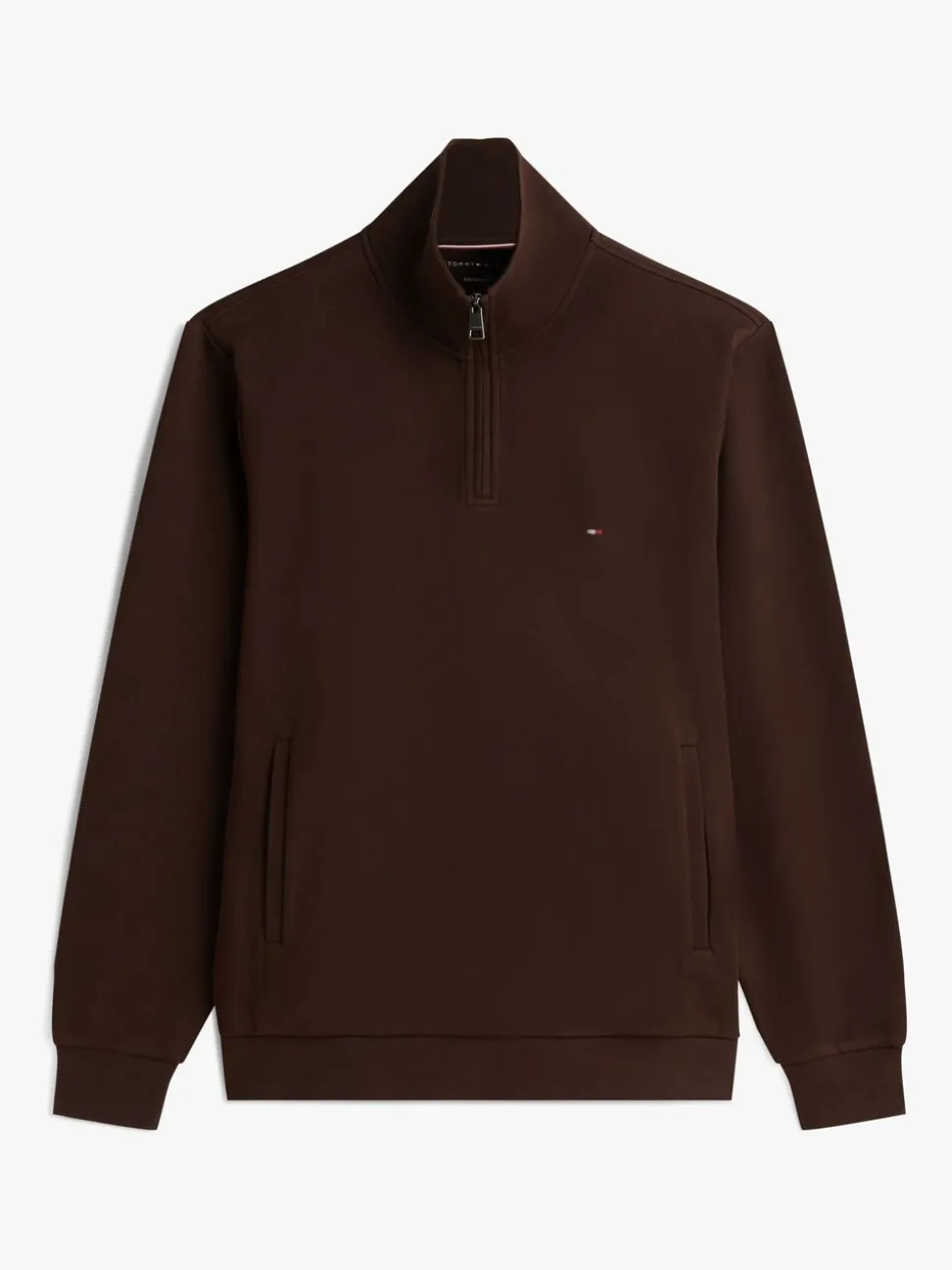 Tommy Hilfiger Brown Performance Quarter Zip Intechno Knit Jumper
