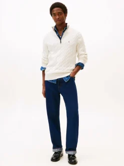 Tommy Hilfiger Cream Cable Knit Half Zip Jumper