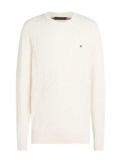 Tommy Hilfiger Cream Cable Knit Crew Neck Jumper
