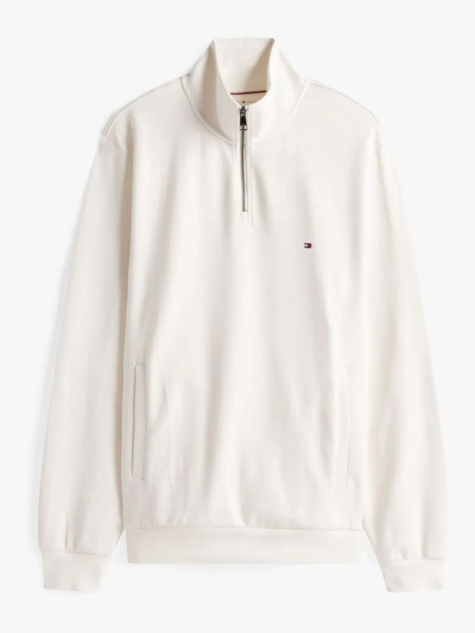 Tommy Hilfiger Cream Performance Quarter Zip Intechno Knit Jumper