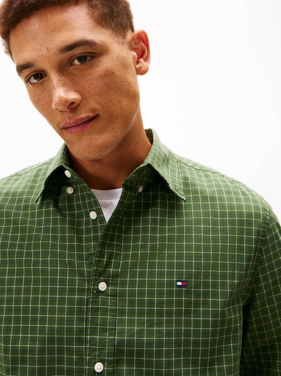 Tommy Hilfiger Green TH Flex Regular Fit Tattersall Check Shirt