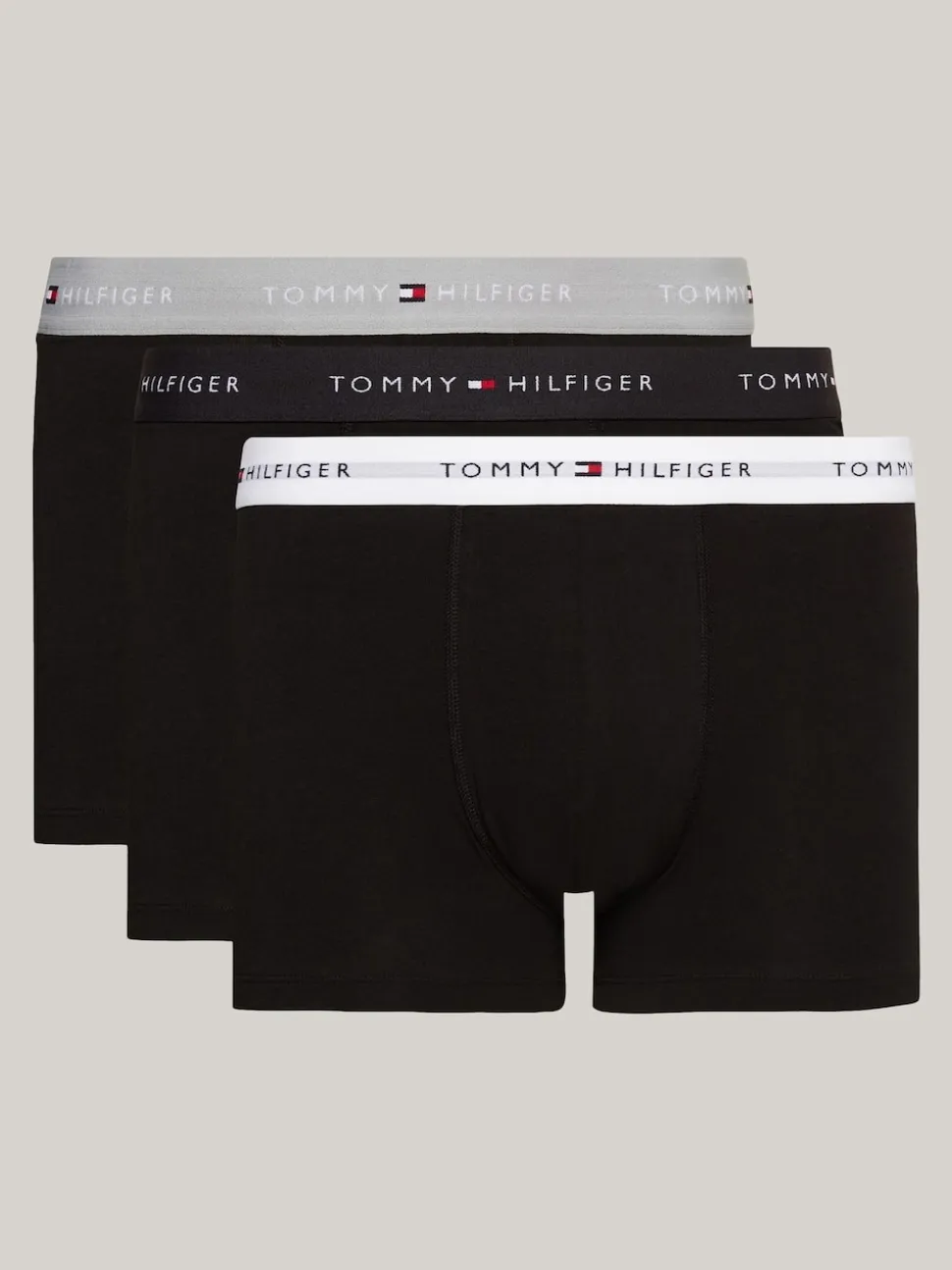 Tommy Hilfiger Grey Blue Signature Cotton Essential Boxers 3 Pack