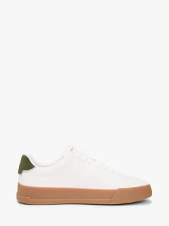 Tommy Hilfiger Natural Logo Court Trainers With Leather