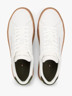 Tommy Hilfiger Natural Logo Court Trainers With Leather