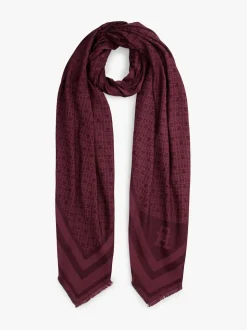 Tommy Hilfiger Red Monogram Scarf With Wool