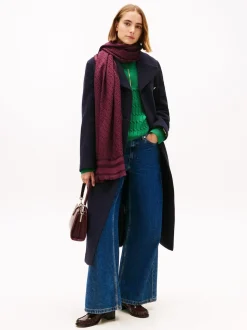 Tommy Hilfiger Red Monogram Scarf With Wool
