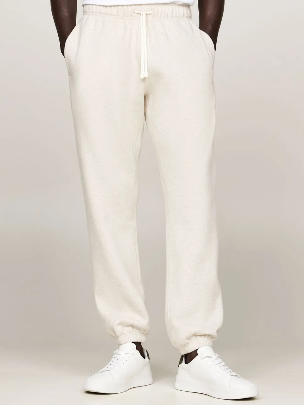 Tommy Hilfiger White Essential Fleece Joggers With Cuffs