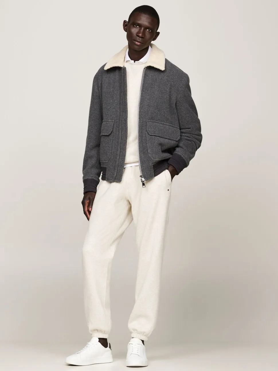 Tommy Hilfiger White Essential Fleece Joggers With Cuffs