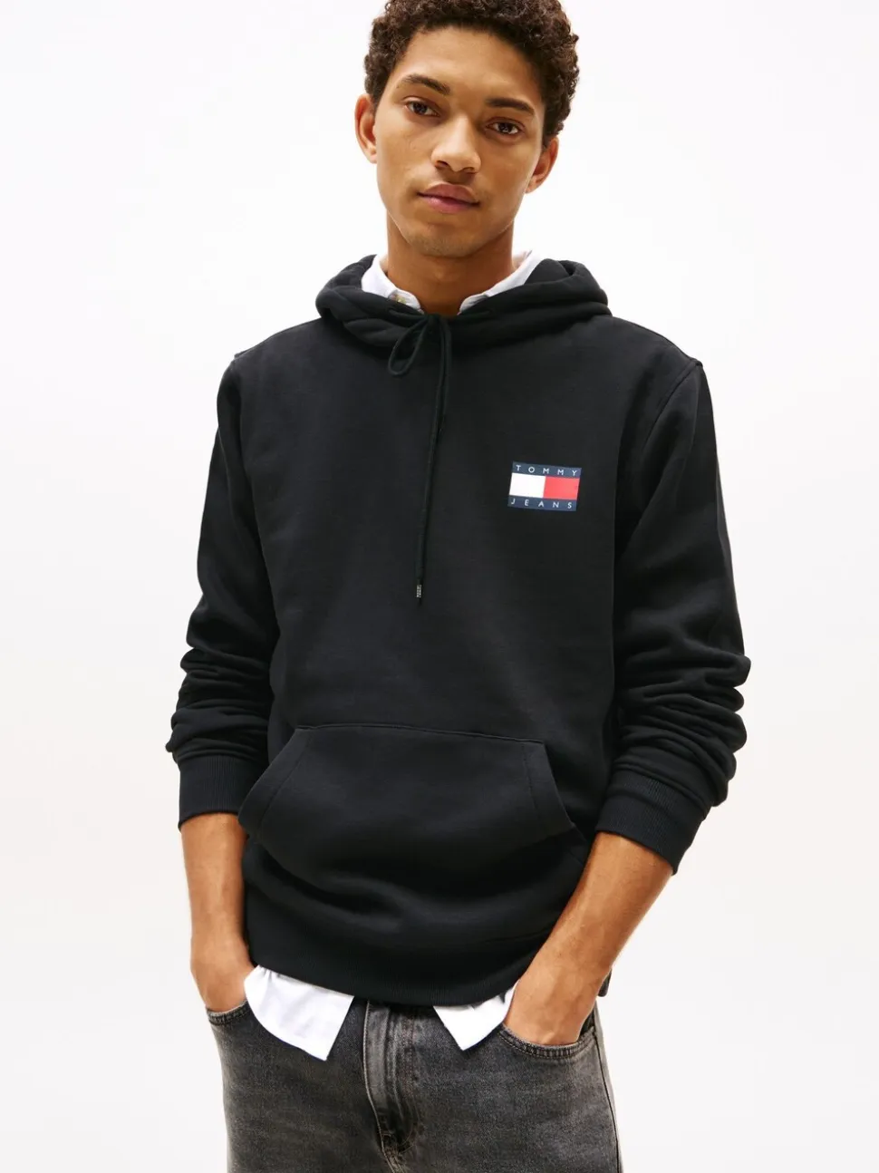 Tommy Jeans Black Essential Flag Hoodies