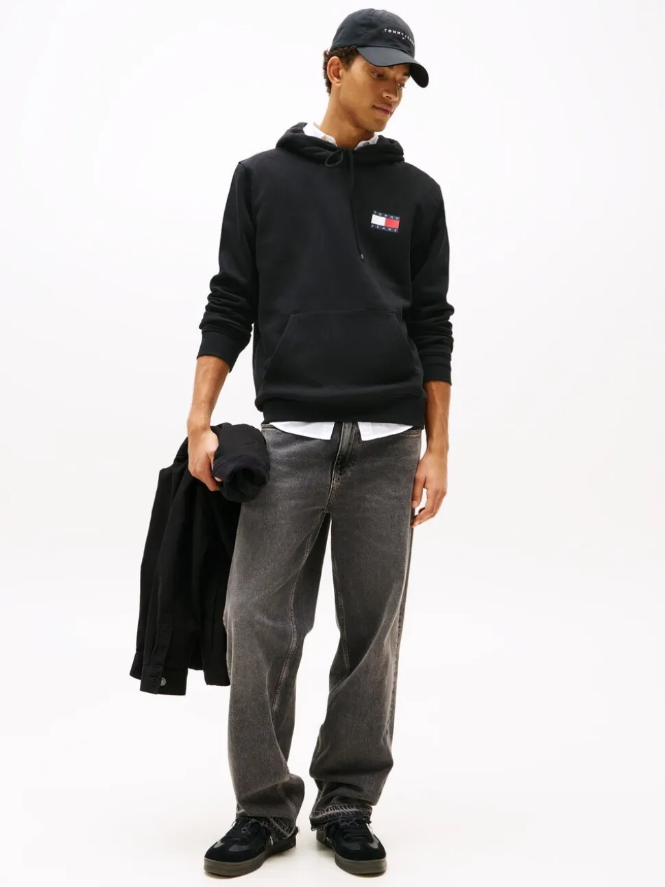 Tommy Jeans Black Essential Flag Hoodies