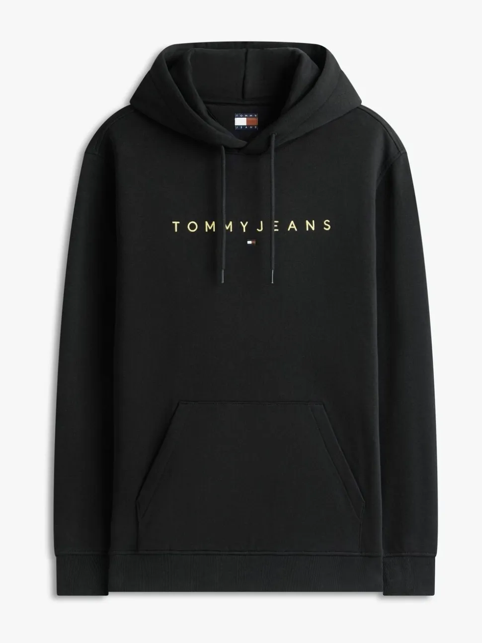 Tommy Jeans Black Linear Logo Embroidery Kangaroo Pocket Hoodie