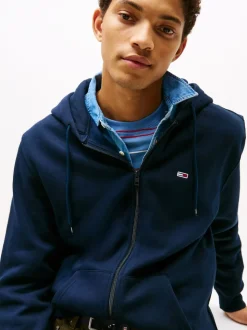 Tommy Jeans Blue Grey Flag Zip Up Hoodies