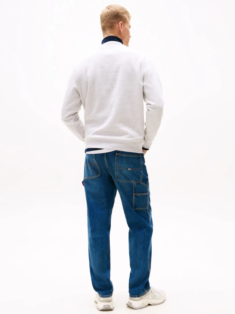 Tommy Jeans Grey Flag Crew Jumper