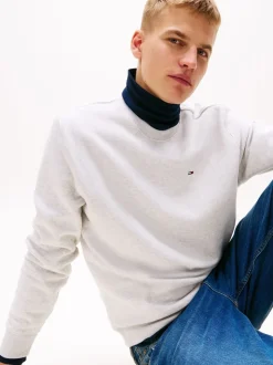 Tommy Jeans Grey Flag Crew Jumper