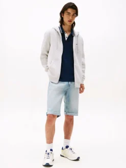 Tommy Jeans Grey Grey Flag Zip Up Hoodies
