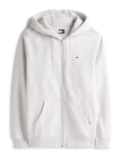 Tommy Jeans Grey Grey Flag Zip Up Hoodies