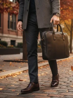 Totes Black Genuine Leather Laptop Bag
