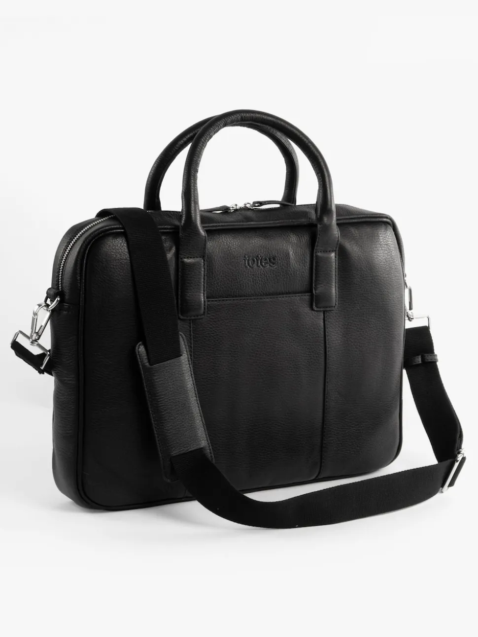 Totes Black Genuine Leather Laptop Bag