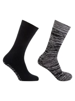 Totes Black Mens Bundle Thermal Brushed Socks 2 Pack