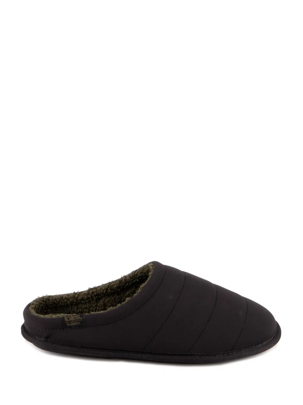 Totes Black Mens Isotoner Sport Quilted Mule Slippers